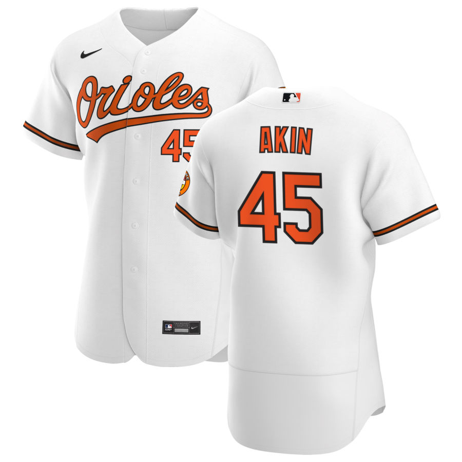 Baltimore Orioles 45 Keegan Akin Men Nike White Home 2020 Authentic Player MLB Jersey